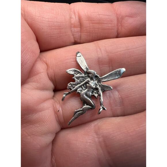 Vintage Sterling Silver Fairy Pendant | Estate Figural Charm - Picture 4 of 9